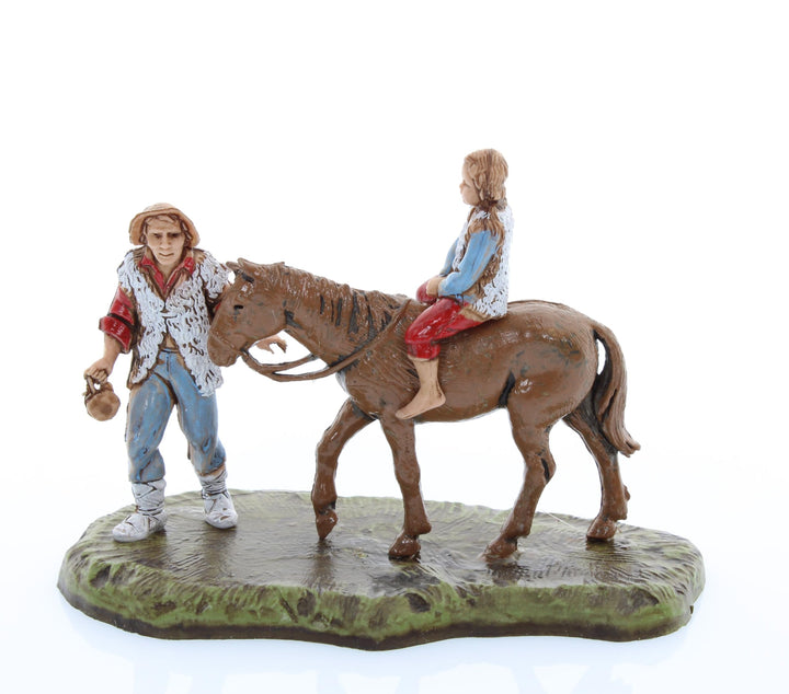 Moranduzzo Mann mit Kind auf Pferd für 6 cm Krippe Massstab 1:32 – MINI 6 – Unzerbrechliche Figur, S