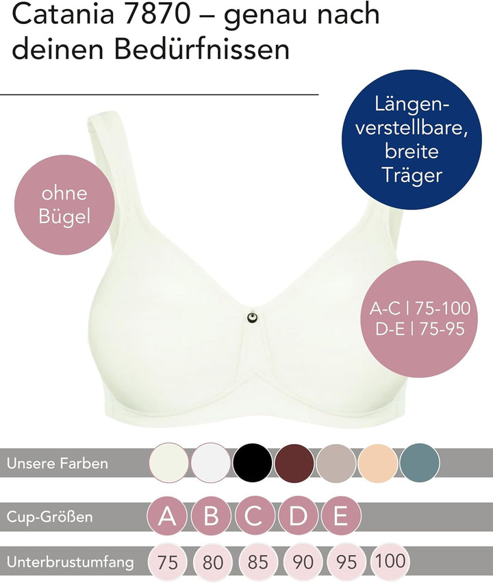 SUSA BH Damen ohne Bügel - Catania 7870 - 75A ivory - Spacer-BH mit Unterbrustband - Gemoldete Cups