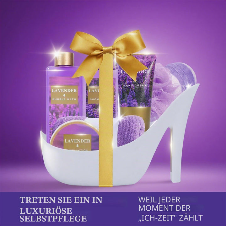 SPA LUXETIQUE Wellness Set für Frauen - 8tlg Lavendelduft Bade Geschenkset mit Duschgel, Bodylotion,