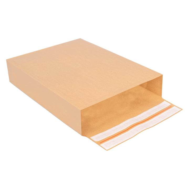 100 Faltentaschen 500x400x100 mm mit Klotzboden, doppelte Haftklebung und Aufreissfaden Versandtasch