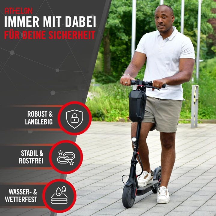 E Scooter Schloss [extra sicher] - Langes & schnittfestes Handschellenschloss für E-Scooter mit Krat