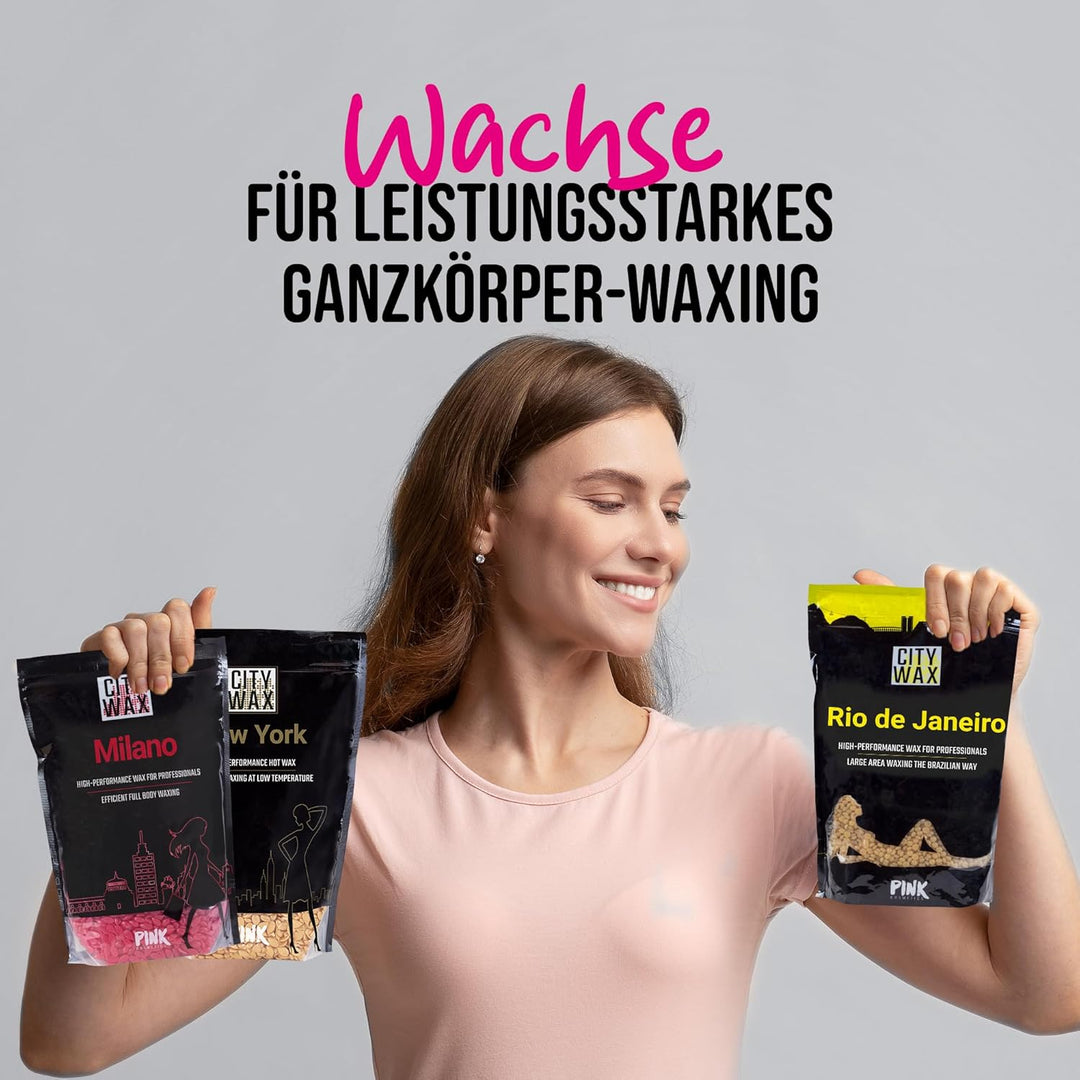 PINK Cosmetics - CITY WAX Rio 1 kg - Brasilianisches Premium-Waxing ohne Vliesstreifen - Wachsperlen
