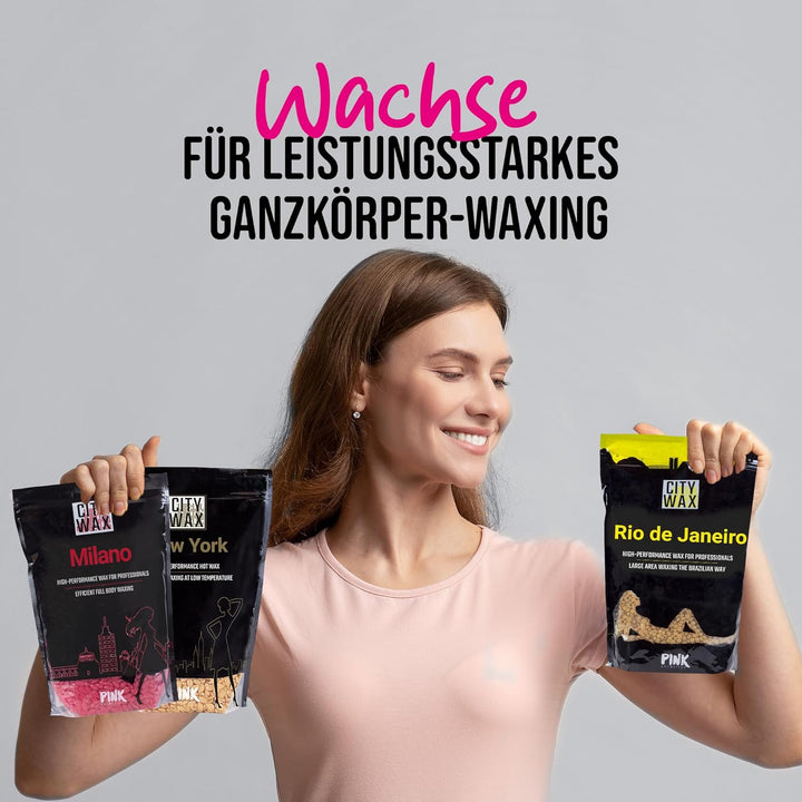 PINK Cosmetics - CITY WAX Rio 1 kg - Brasilianisches Premium-Waxing ohne Vliesstreifen - Wachsperlen