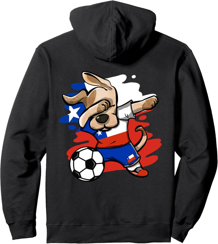 Dabbing Hund Chile Fussball Mannschaft - Chilenische Flagge Pullover Hoodie