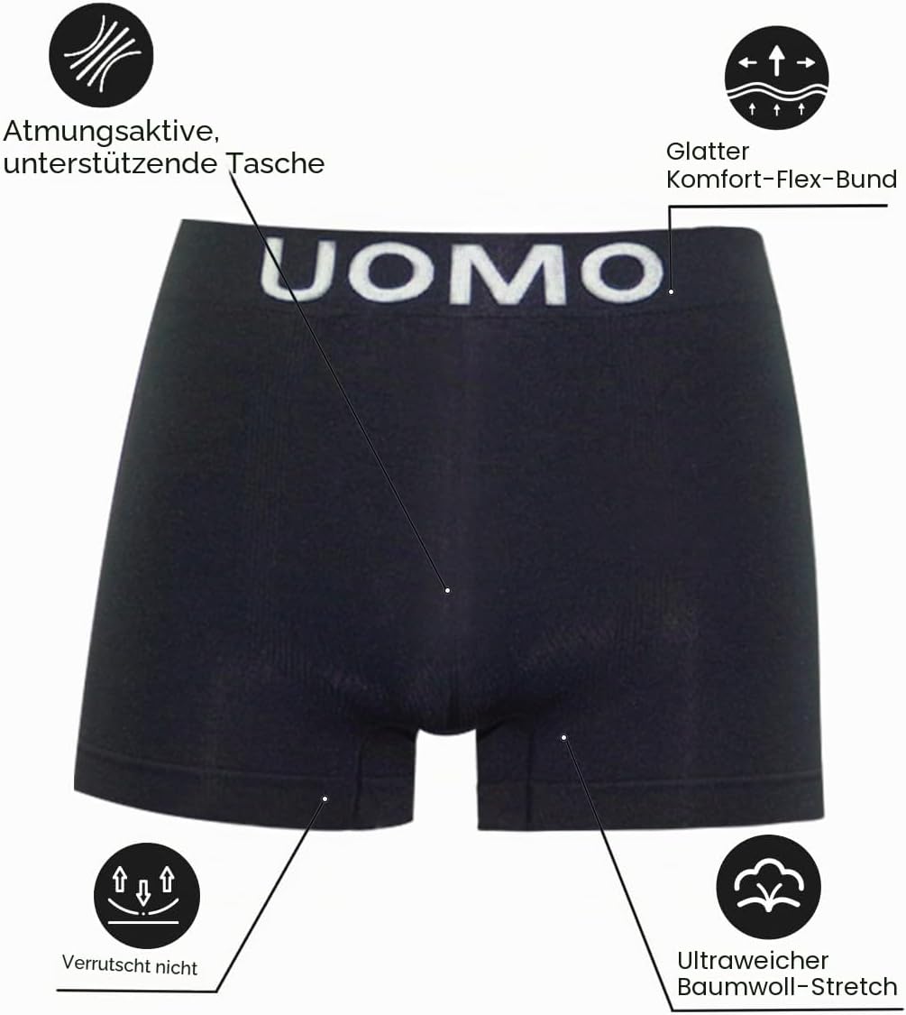 Channo UMO Herren-Boxershorts, Lycra, ohne Nähte, weich und bequem, 12er-Pack Mehrfarbiges Set A 12e
