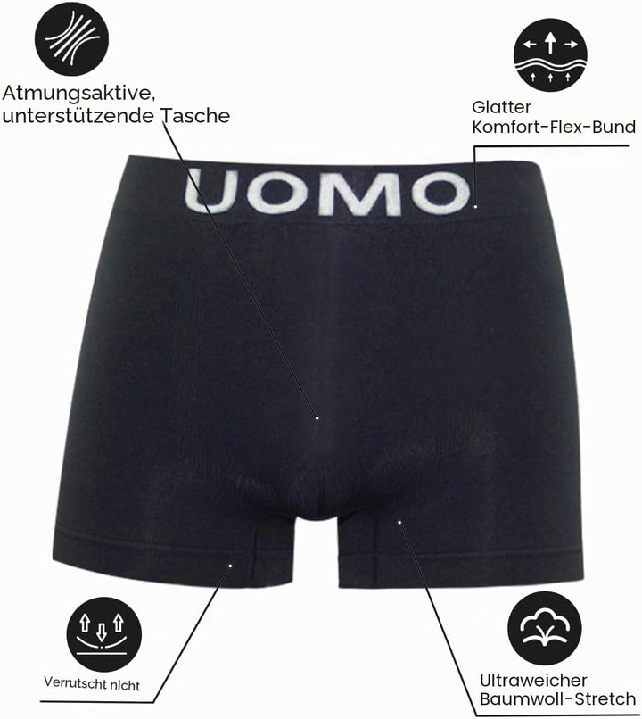 Channo UMO Herren-Boxershorts, Lycra, ohne Nähte, weich und bequem, 12er-Pack Mehrfarbiges Set A 12e