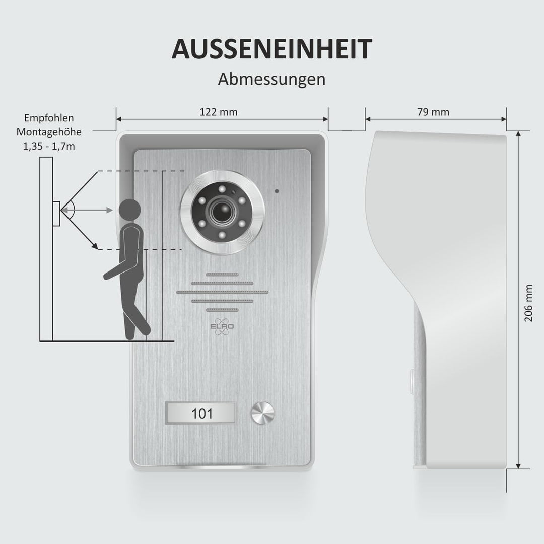 ELRO DV4000 Video Türsprechanlage │ 1080P Full HD Kamera mit Nachtsicht │ 4-Draht Kabel │ 16 Klingel