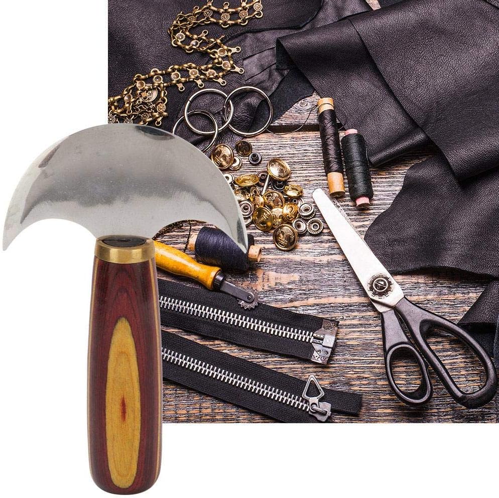 Leder Schneidmesser Holzgriff vorne Stahl DIY Leathercraft Korrekturwerkzeug(S), S