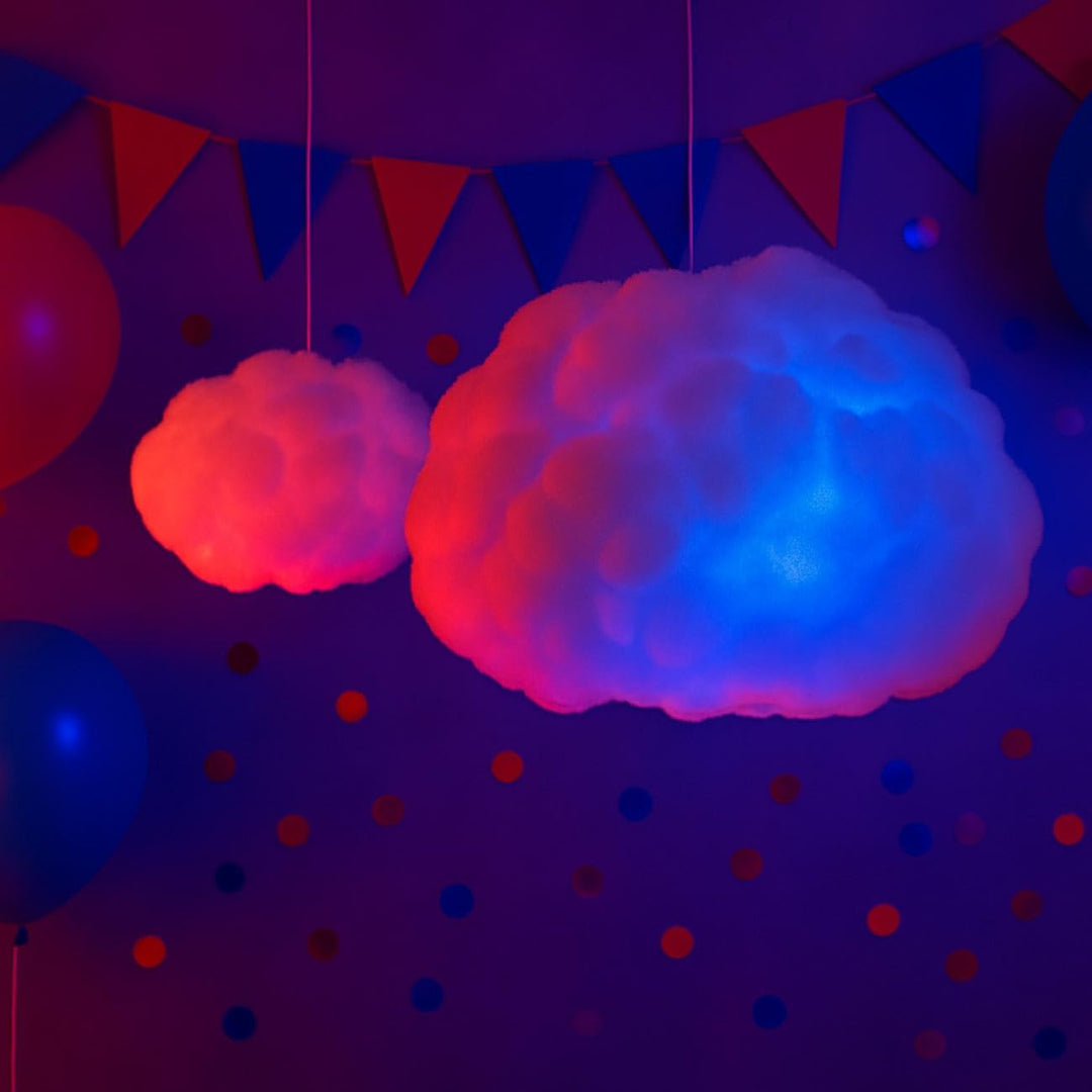 Luminea RGB-Cloud-Lampen: 2er-Set farbwechselnde DIY-Wolken-Leuchten, 2eRGB-LEDs & Fernbedienung (Wo