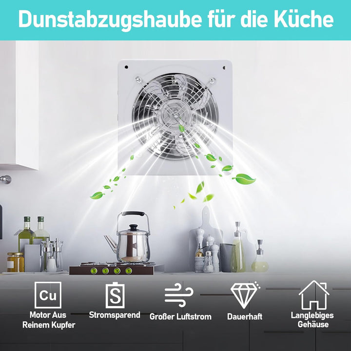 Abluftventilator mit Schalter, Leiser, Am Fenster Montierter Lüftungsventilator mit 3 Löchern für Kü