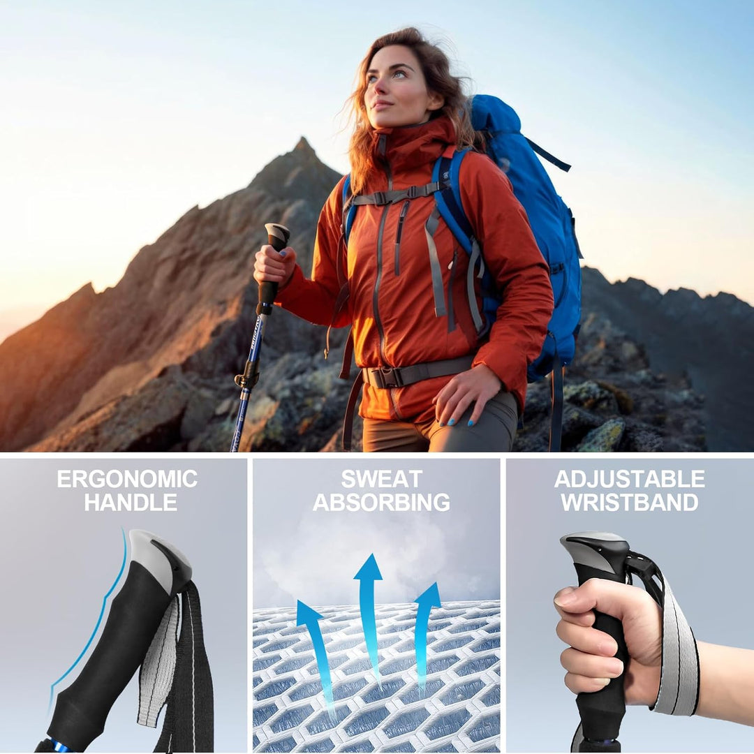 COVACURE Wanderstöcke Nordic Walking Stöcke - Faltbar, Verstellbar, Teleskop, Leicht, mit Gummipuffe