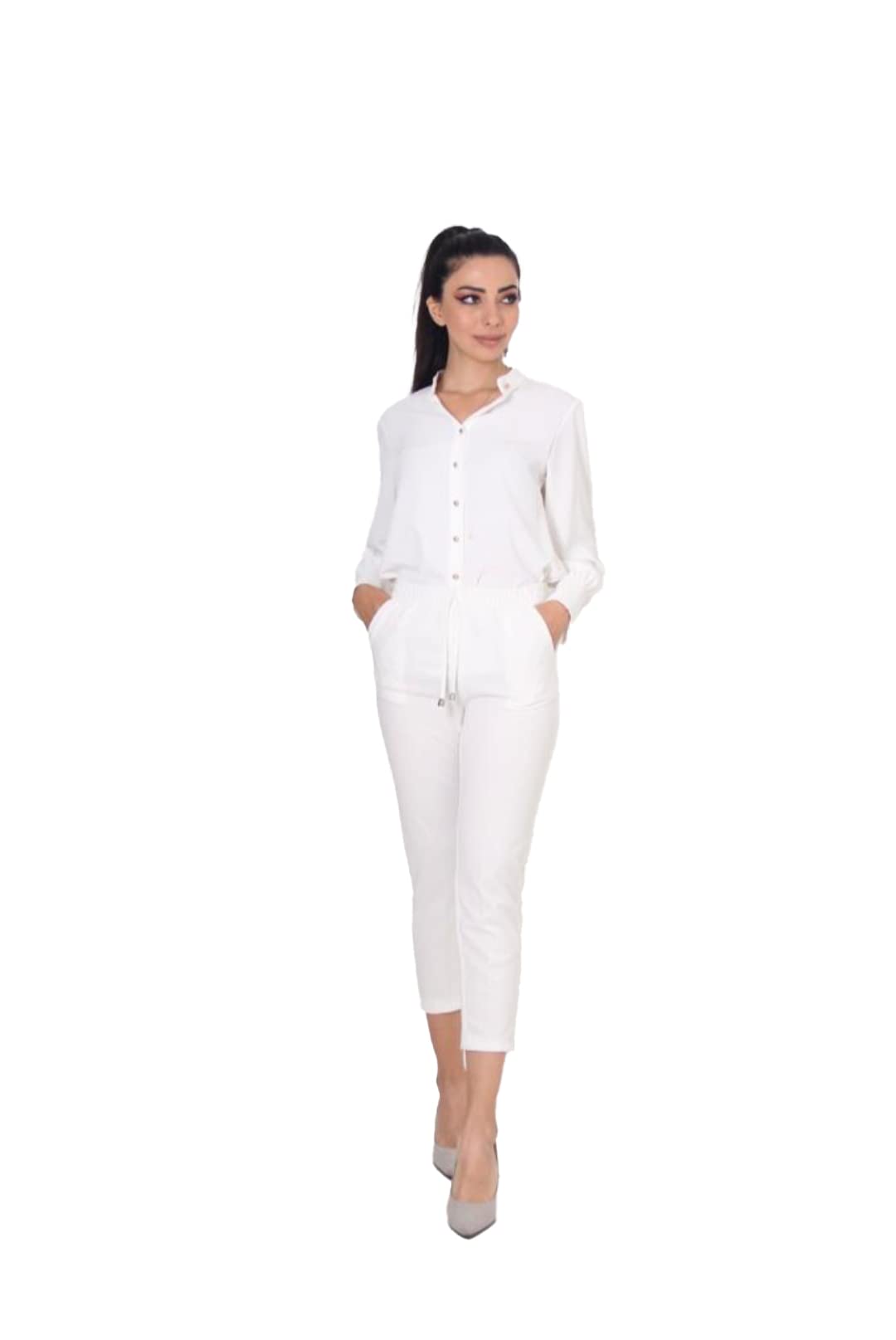 Bonateks Women's Deblmcpnts100054 Casual Pants, White, 48