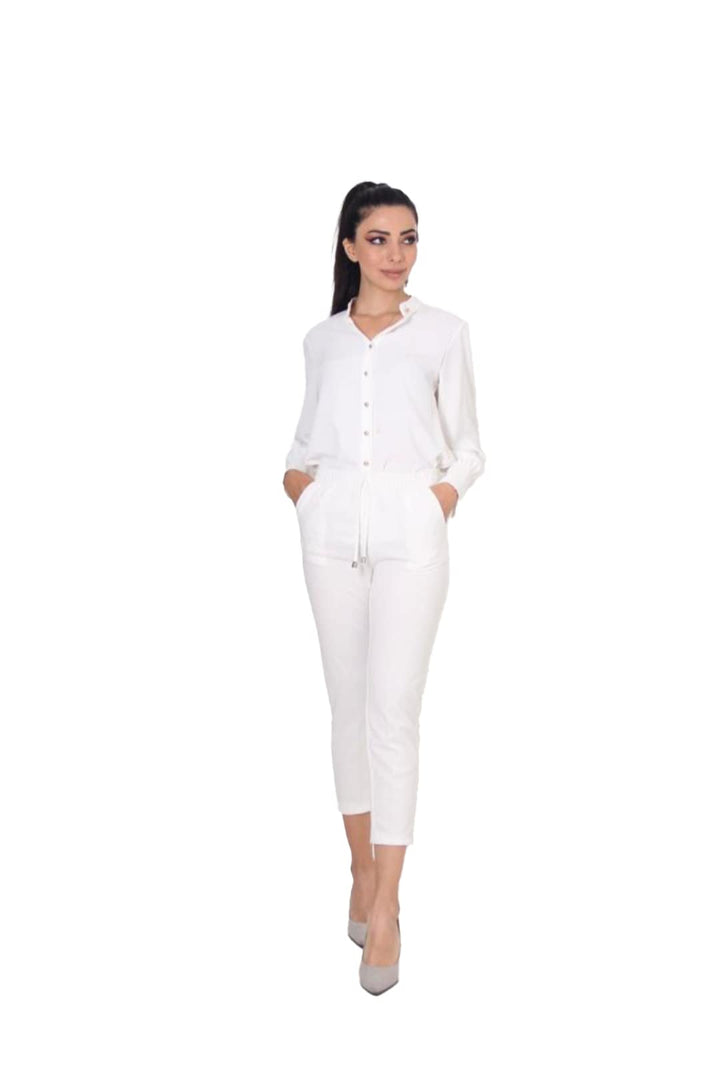 Bonateks Women's Deblmcpnts100054 Casual Pants, White, 48