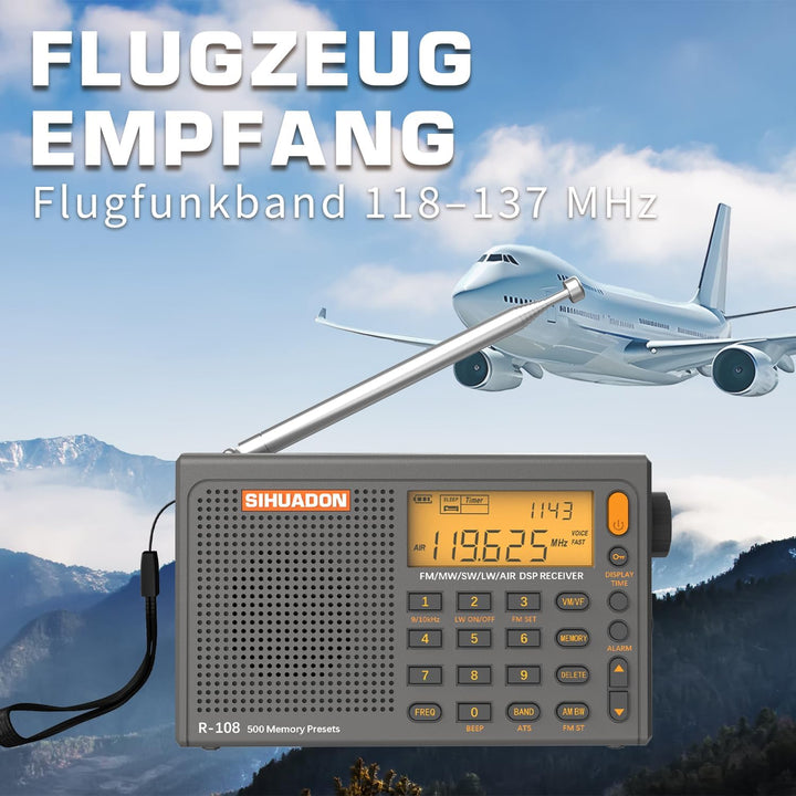 Tragbares Radio SIHUADON R108 UKW Radio SW MW Multiband Radio Mit Klar Empfang und Super Klang Lauts
