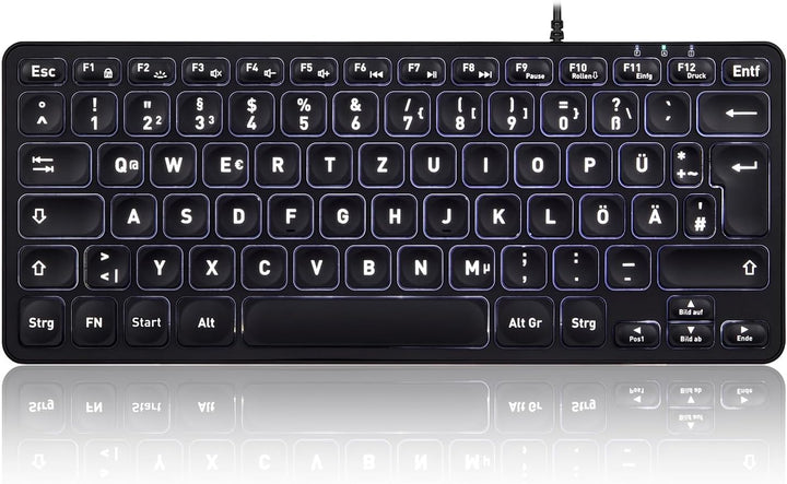 Perixx PERIBOARD-332 Kabelgebundene Mini-USB-Tastatur mit Hintergrundbeleuchtung, schlankes Design m
