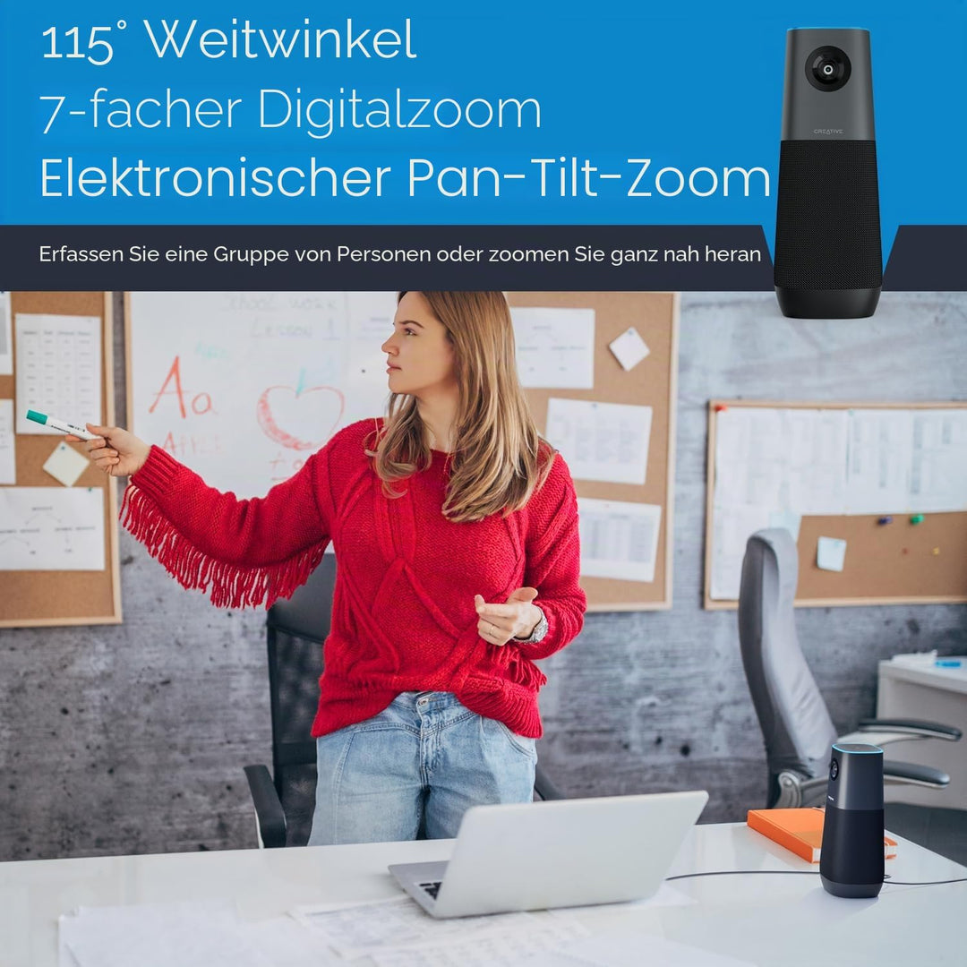 Creative Live! Meet 4K - 4K-UHD-Konferenz-Webcam mit automatischer Verfolgung und 7-Fach-Digitalzoom