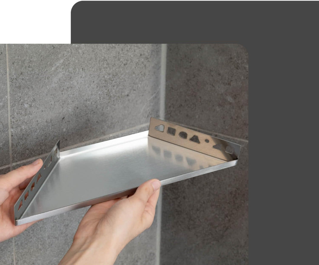 Dalsys Befliesbare Duschablage Ecke 310mm x 130mm Silber Ablage zum Einfliesen, Edelstahl korrosions