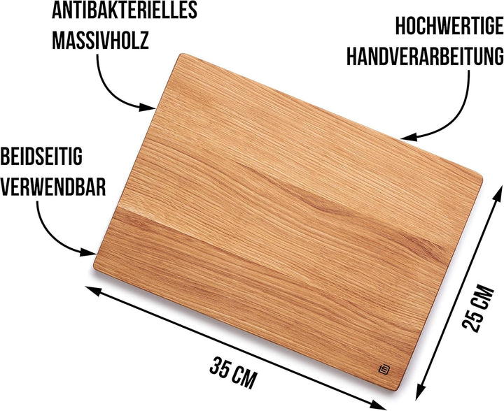 Edeldings XL Massivholz Schneidebrett aus Eiche | Gross 35 х 25 | Küchenbrett Holz aus Europa | Anti