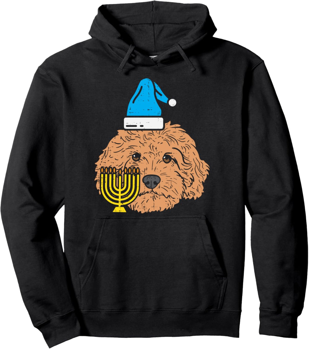 Goldendoodle Menorah Jewish Animal Pet Dog Hanukkah Gift Pullover Hoodie