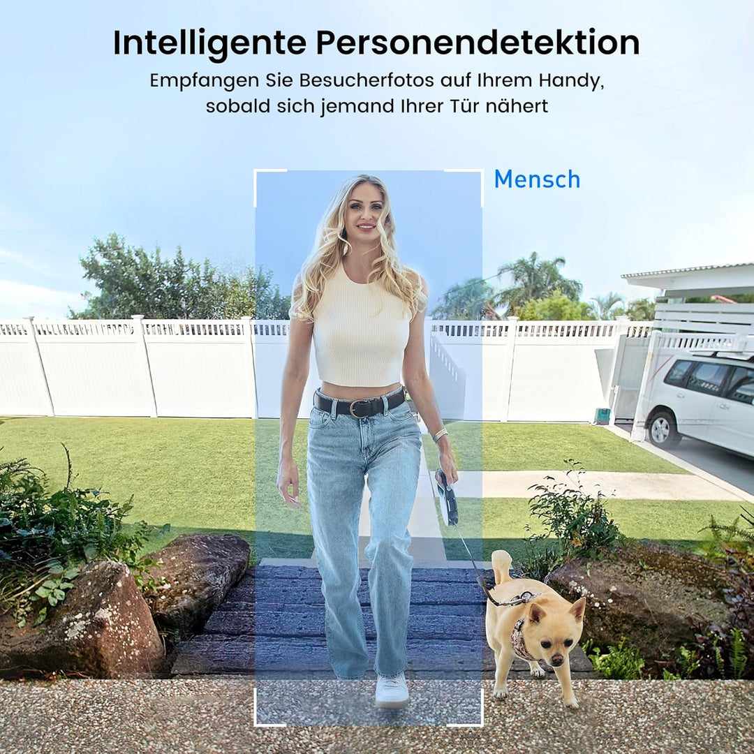 AOSU Kabellose Türklingel mit Kamera Kabellose, 2K HD Smarte Video-Türklingel mit Klingel, 170° von