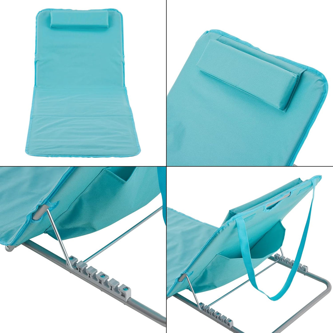 [en.casa] Strandmatte Cellorigo 2er Set Strandliege klappbar Türkis Sonnenmatte mit 5-Fach Verstellb