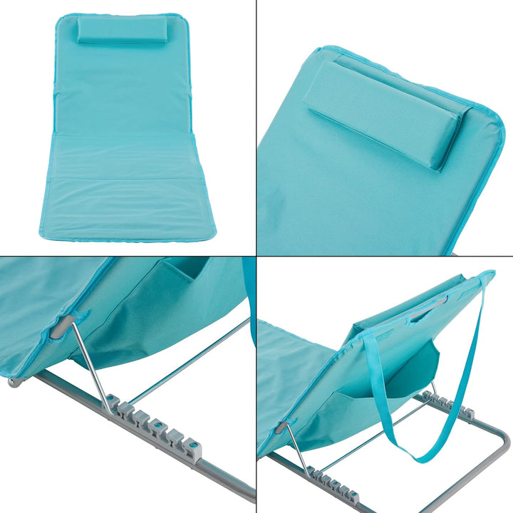 [en.casa] Strandmatte Cellorigo 2er Set Strandliege klappbar Türkis Sonnenmatte mit 5-Fach Verstellb