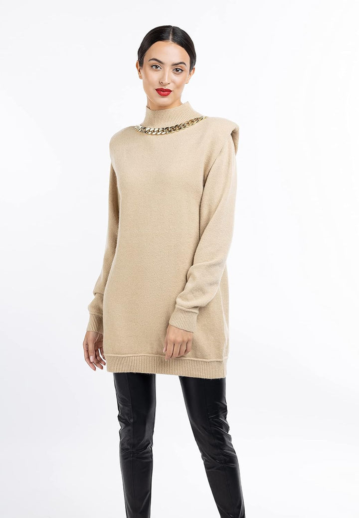 faina Damen Strickkleid tuxe M-L Beige, M-L Beige