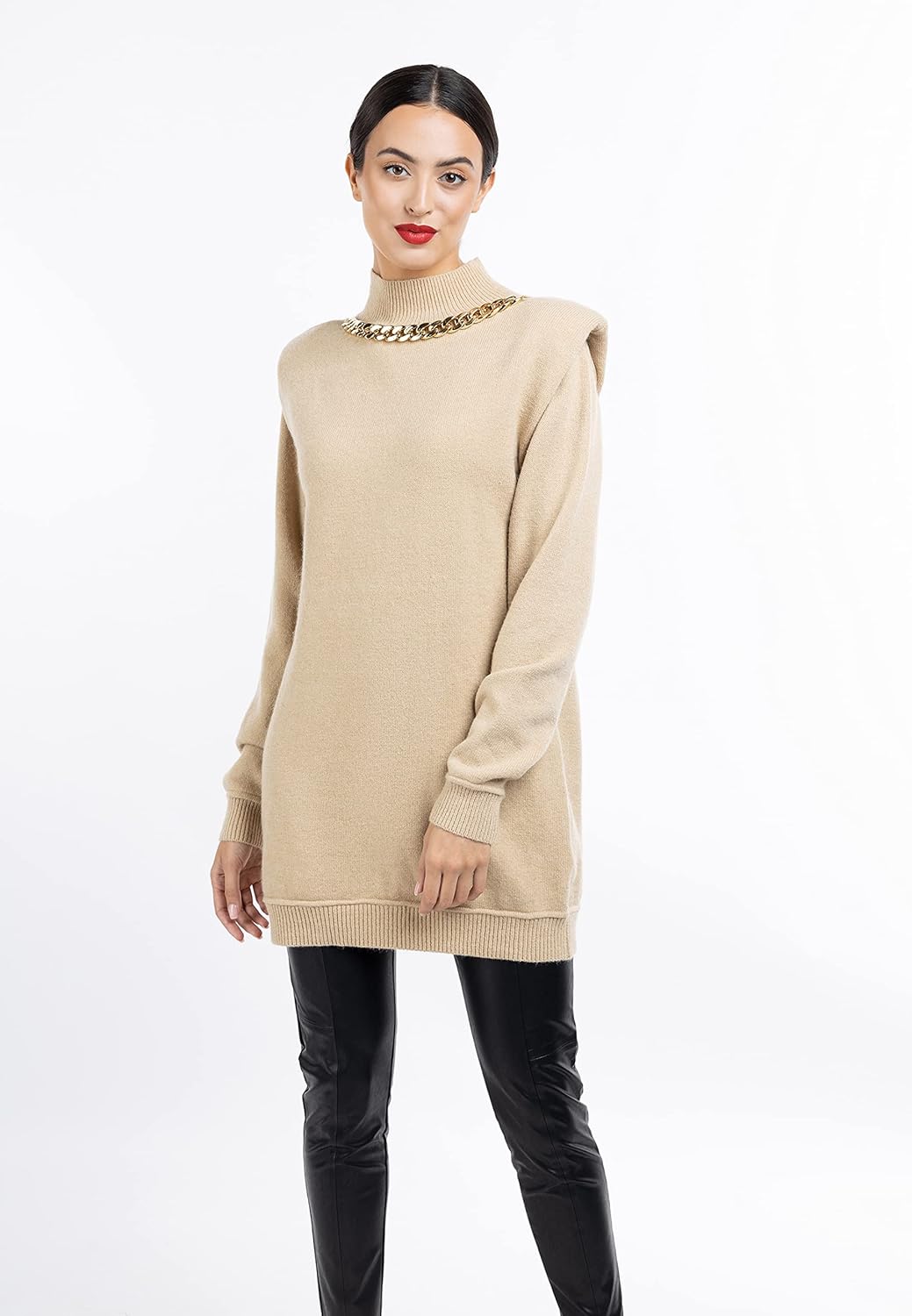 faina Damen Strickkleid tuxe XL-XXL Beige, XL-XXL Beige
