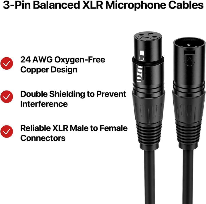 EBXYA XLR Mikrofonkabel 5m 4er-Pack für DMX &amp; Bühnenbeleuchtung | Premium, Stecker auf Buchse, 3-pol