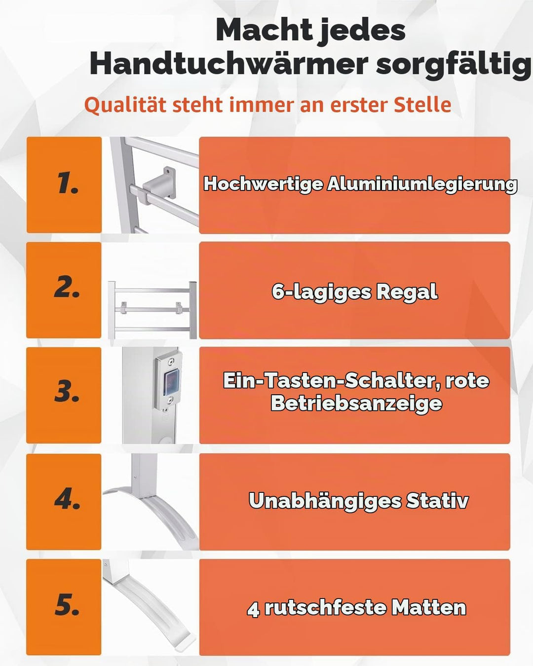 GOPLUS 2 in 1 Elektrischer Handtuchwärmer mit 6 Heizstäbe, Handtuchheizkörper aus Aluminium Wandmont