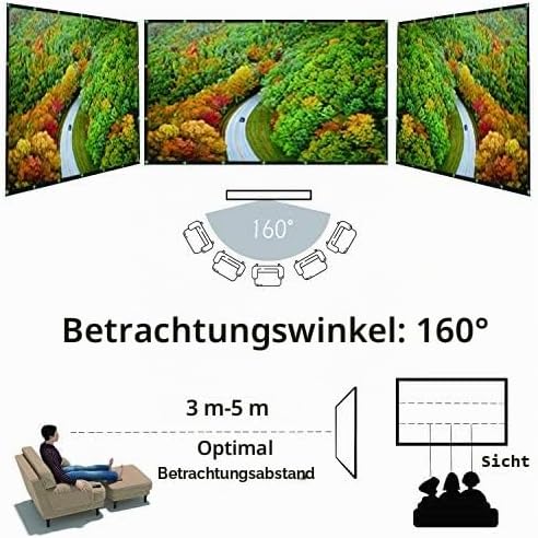 OWill Beamerleinwand 16:9 HD faltbar für Heimkino Indoor Outdoor (120 Zoll), 120 Zoll