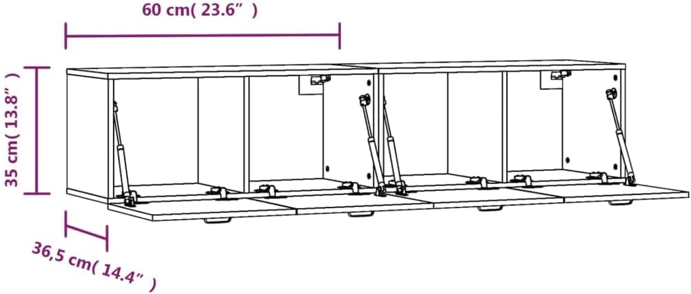 vidaXL 2X Wandschrank Hängeschrank Aufbewahrung Regal CD Schrank Bücherregal Bücherschrank Wohnzimme
