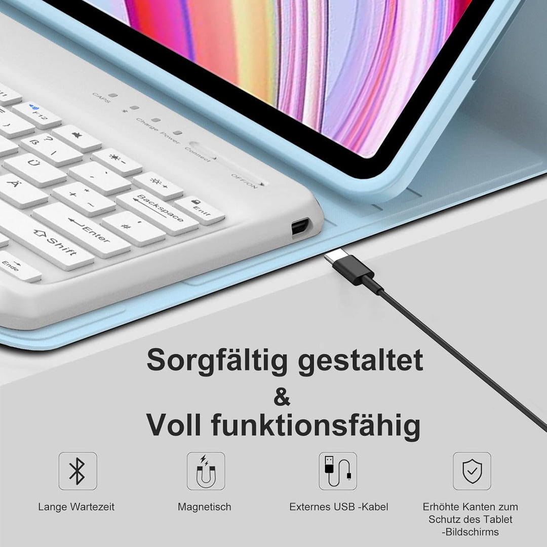 Tastatur für Redmi Pad Pro 12.1"/Xiaomi Poco Pad 2024, Hülle mit Tastatur für Xiaomi Redmi Pad Pro M