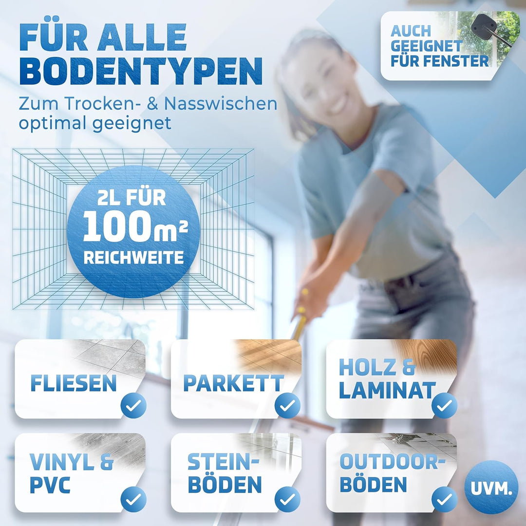 Weidenbach Wischmopp Set mit Eimer | 2-Kammer-System für saubere Schmutz- und Frischwassertrennung |