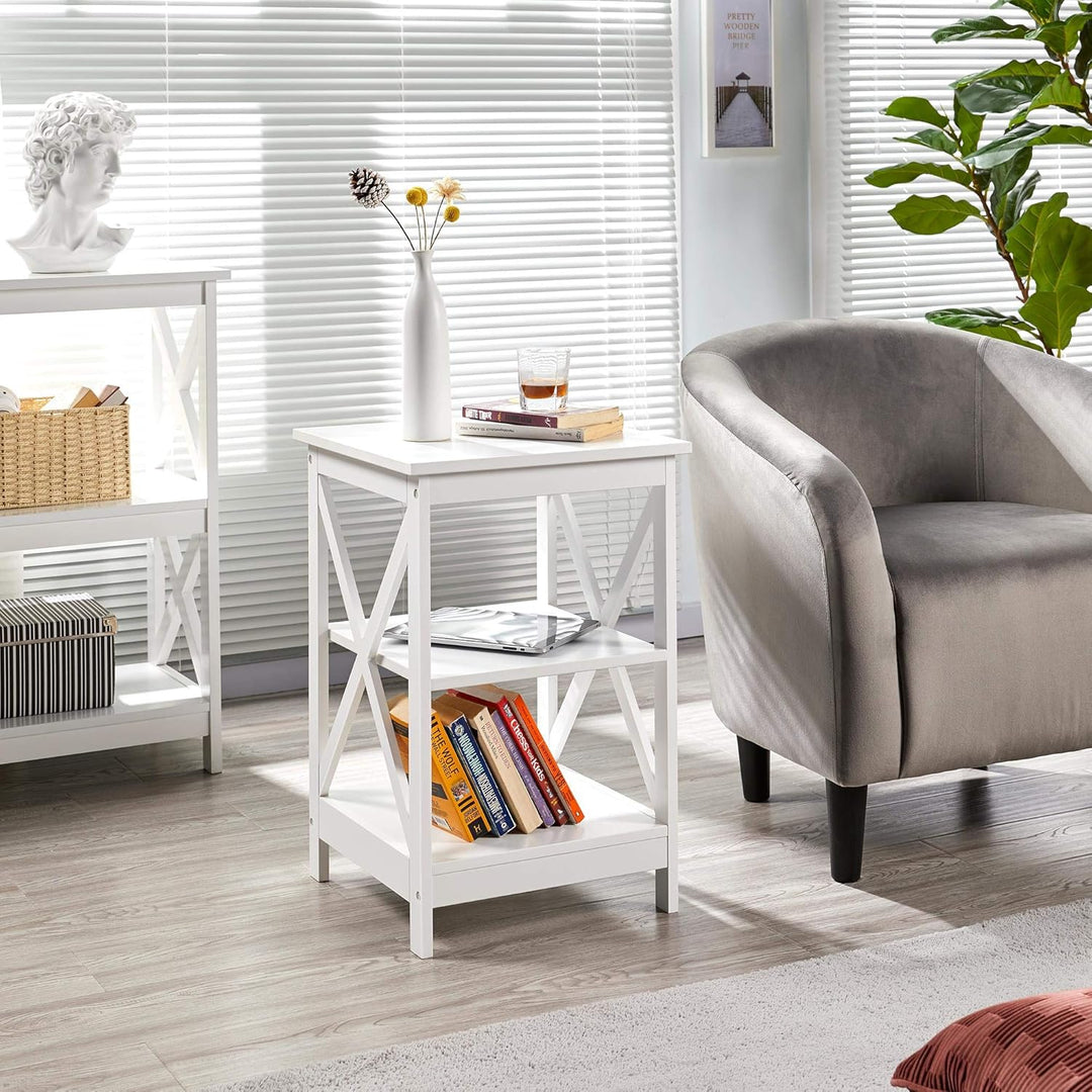 Yaheetech Beistelltisch 3 Ebenen, Nachttisch, Nachtschrank, Sofatisch Couchtisch für Schlafzimmer, W