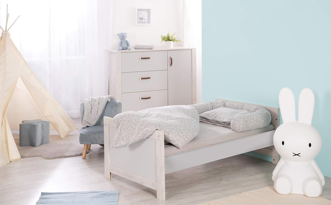 roba Zimmerset 'Mila', inkl. Kombi-Bett 70 x 140 cm, Wickelkommode und 3-türigem Schrank, grau/weiss