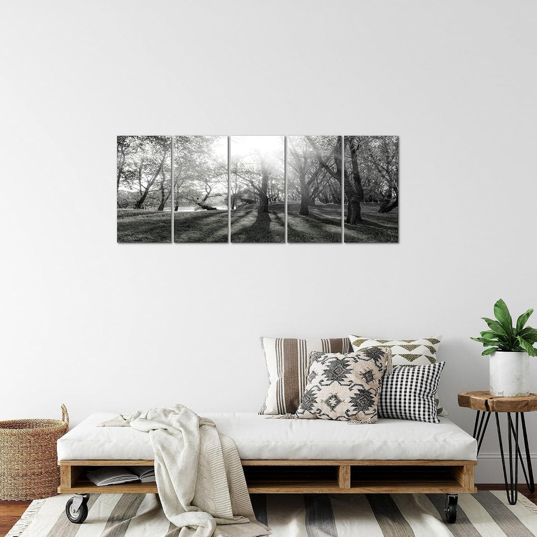 Runa Art Bild Wald Landschaft Wandbilder auf Vlies Leinwand 5 Teilig Wanddekoration Schlafzimmer Woh