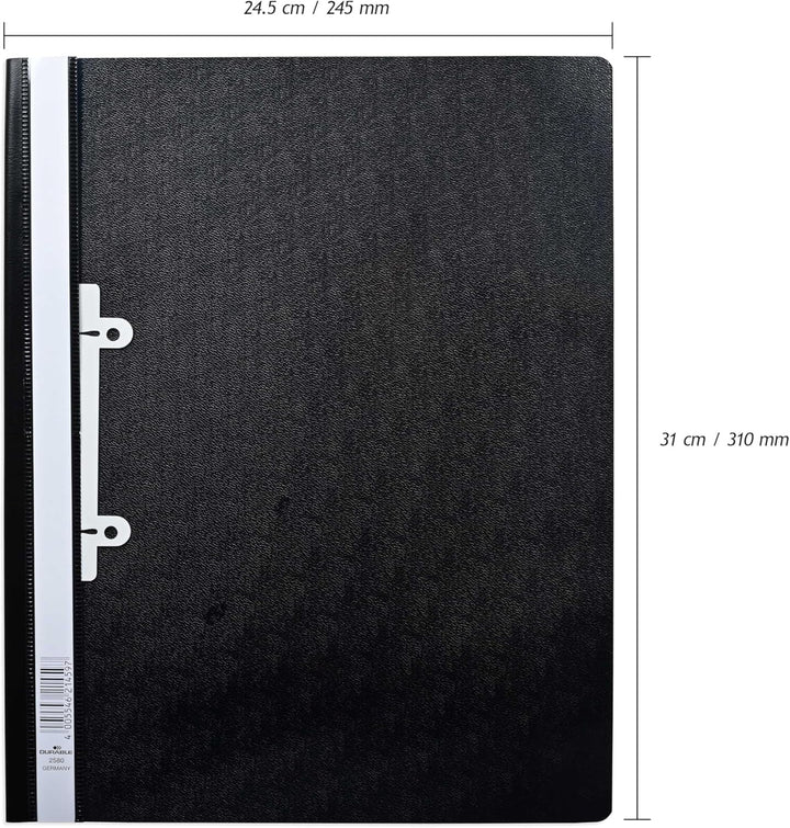 Durable Sichthefter mit Abheftschieber, überbreit, schwarz, 25er Packung, 258001, schwarz