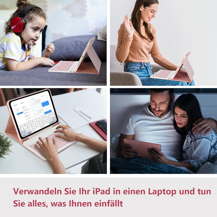 TQQ Hülle mit Tastatur für iPad A16 11 Generation 2025/10 Generation 2022(11/10.9 Zoll), Abnehmbare