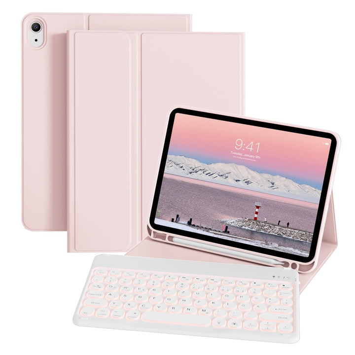 ZOPSGYU Hülle mit Tastatur für iPad A16 11. /10. Generation (2025/2022, 11/10,9 Zoll), Farben Beleuc