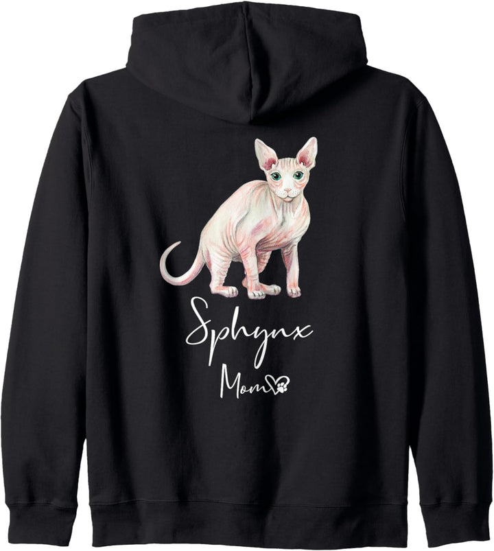 SPHYNX MOM Mama Katze Nacktkatze Katzenmama Frauchen Kapuzenjacke