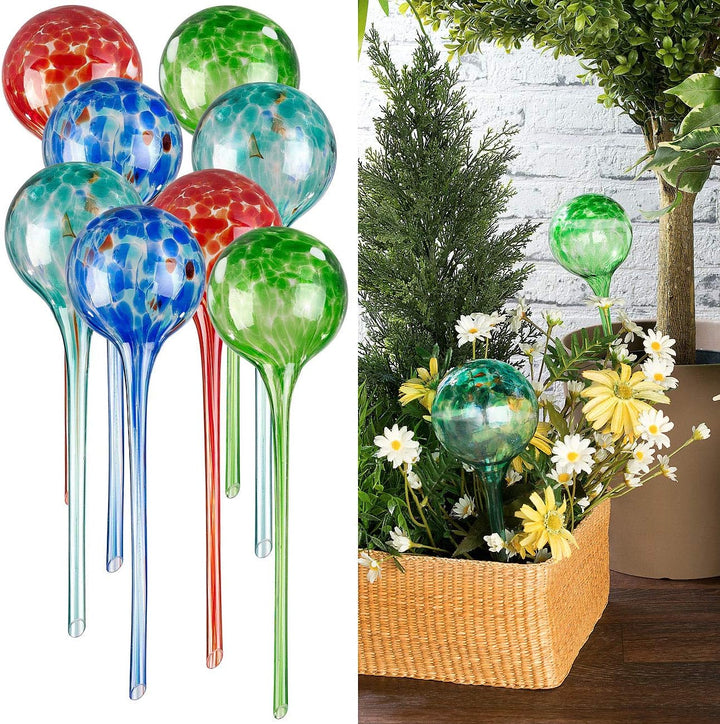 Royal Gardineer Giessstab: 2er -Set Giessfrei-Bewässerungs-Kugeln aus Glas, je 4 STK., Ø 8,5 cm (Was