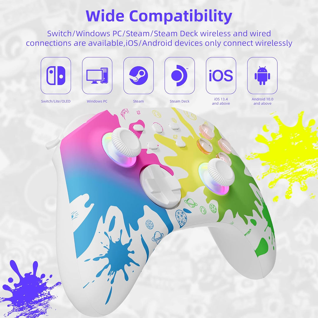 Mytrix Bluetooth Wireless Controller für Switch/Lite/OLED mit Optisch RGB-Joystick, Kompatibel mit S