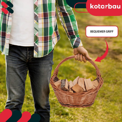 KOTARBAU® Weidenkorb für Kaminholz Holzkorb für Kaminholz Weide mit Henkel Kaminholzkorb Weide Holzk