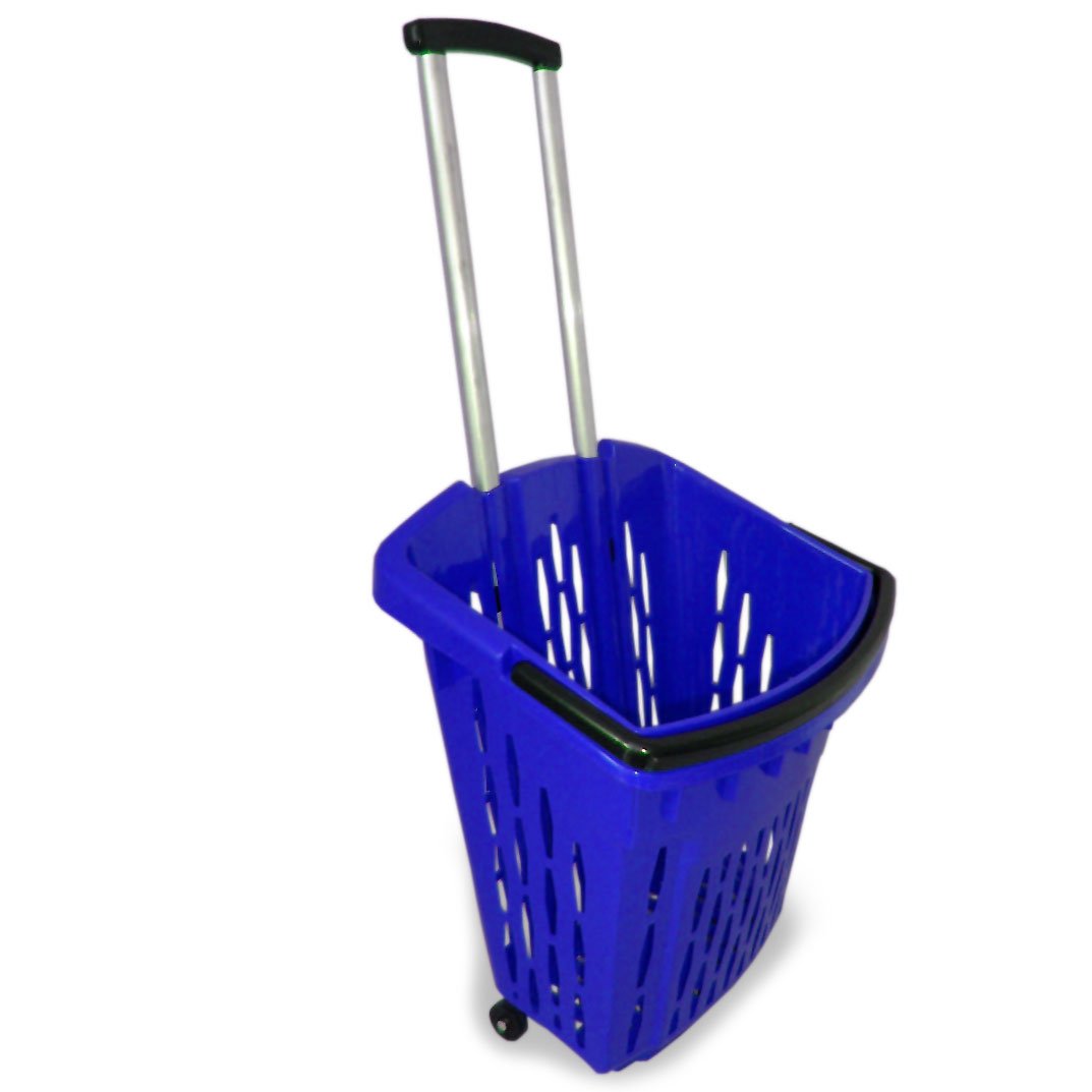 Einkaufstrolley Einkaufswagen Shopper 40 Liter Einkaufskorb mit Rollen (1, blau) 1 Blau, 1 Blau