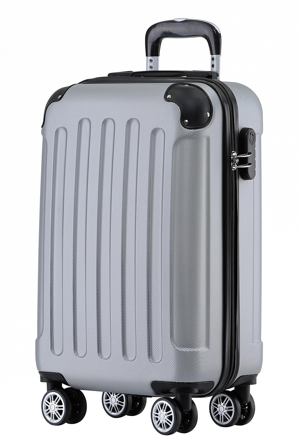 BEIBYE Zwillingsrollen Hardcase Reisekoffer Koffer Trolleys Hartschale in XL-L-M in 14 Farben (Silbe