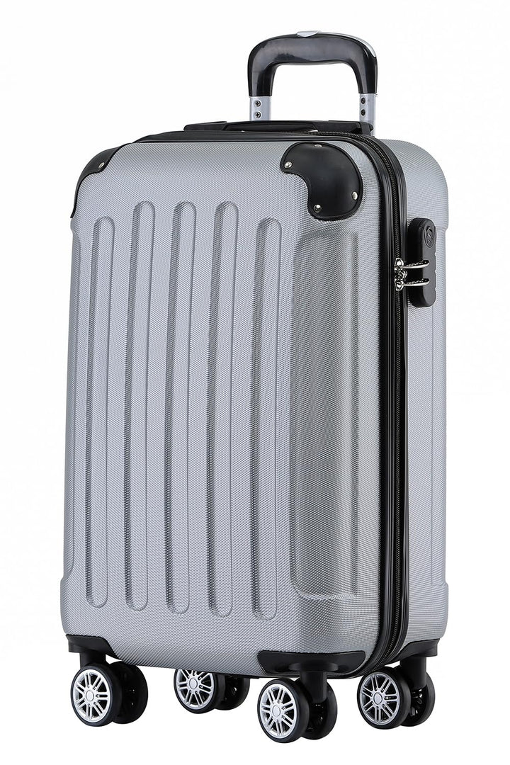 BEIBYE Zwillingsrollen Hardcase Reisekoffer Koffer Trolleys Hartschale in XL-L-M in 14 Farben (Silbe