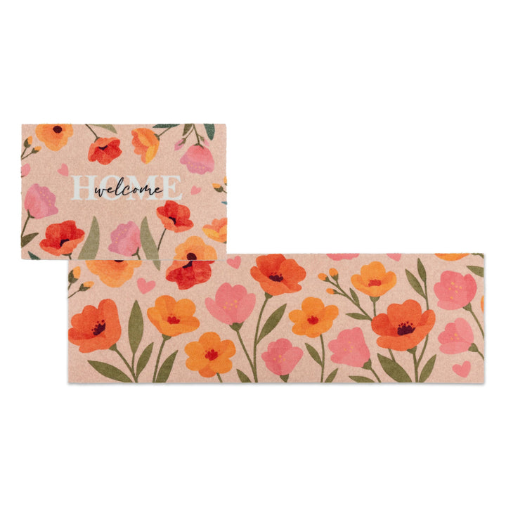 Astra rutschfeste Küchenläufer innen - Welcome Home Blumen 2er Set 50x70 + 50x150 cm - Wohnraum Fuss