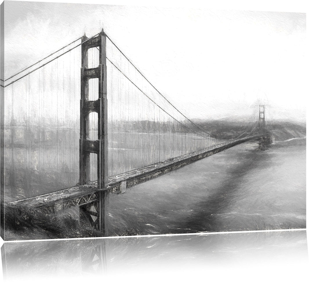 Pixxprint Golden Gate Bridge als Leinwandbild/Grösse: 100x70 / Wandbild/Kunstdruck/fertig bespannt,