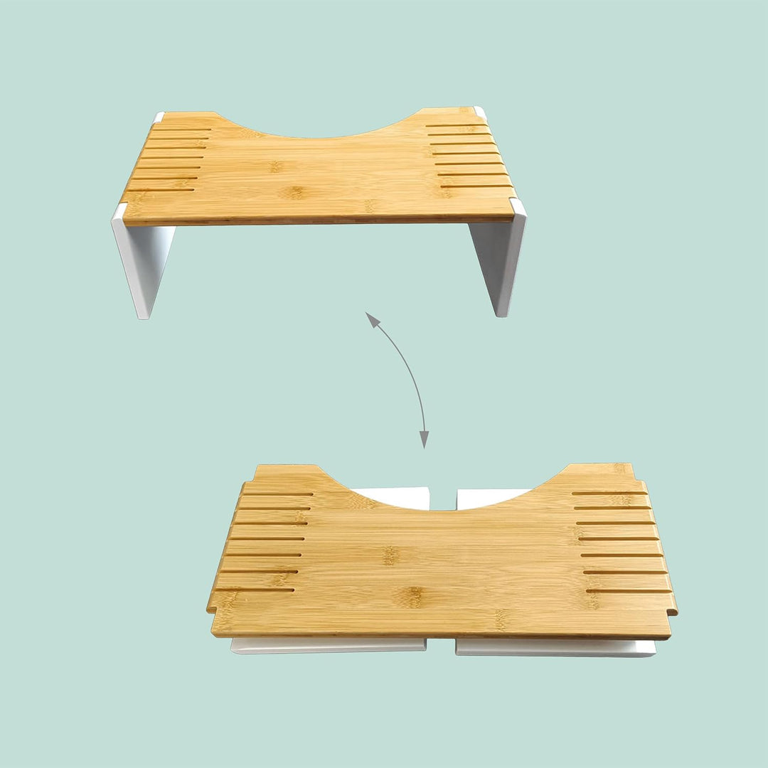 Relaxdays Toilettenhocker, klappbar, Hocker Toilettengang, Erwachsene, Bambus, rutschfest, HBT 19x43